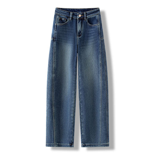 百媚生 秋冬加绒加厚保暖牛仔弯刀裤7879 商品图0