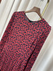 「断码清仓」复古红黑碎花高腰显瘦长袖桑蚕丝连衣裙 L码 ZFYY165 商品缩略图1