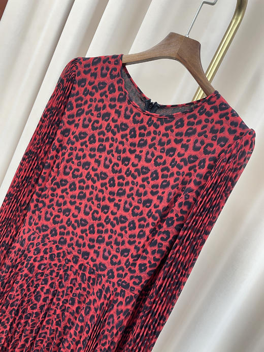 「断码清仓」复古红黑碎花高腰显瘦长袖桑蚕丝连衣裙 L码 ZFYY165 商品图1