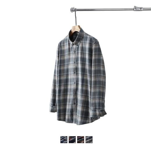 经典款~纯棉格子长袖衬衫磨毛男士免烫衬衣 商品图3