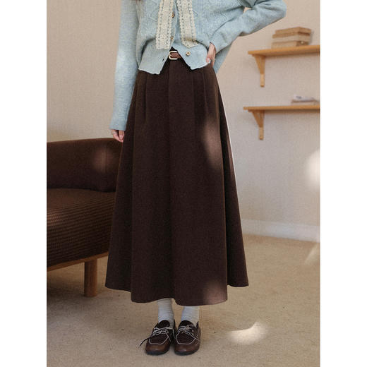 鹿向南【1217/20:00新品前1小时7折限量100件】咖色半身裙 商品图0