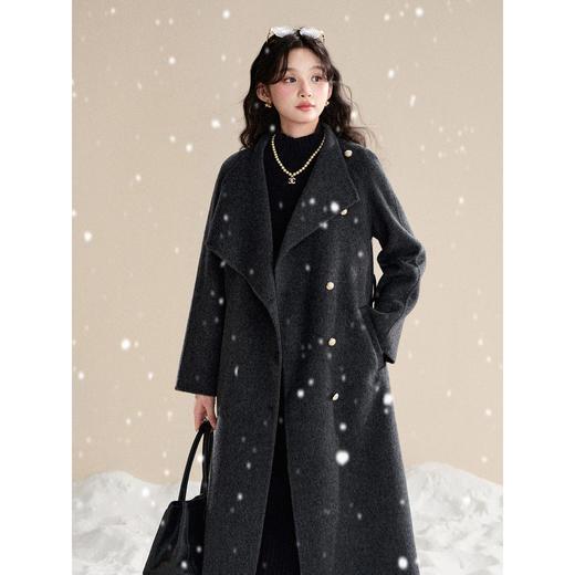 鹿向南【1217/20:00新品前1小时7折限量100件】深灰色毛呢外套 商品图0