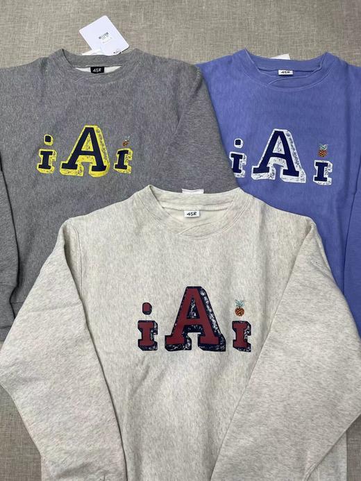 D121417叠领横丝侧拼菠萝刺绣A圆领加绒卫衣 商品图3