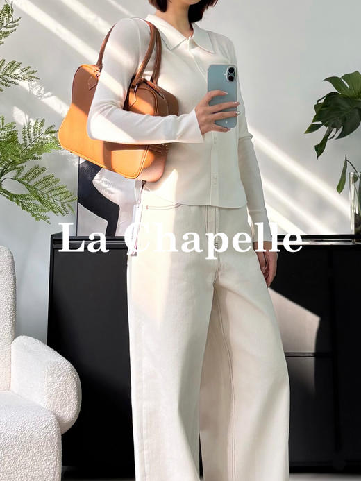 会员福利【绵羊毛/高密针织】拉夏贝尔/La Chapelle云柔软糯针织衫翻领方扣套头慵懒感开衫毛衣 商品图1