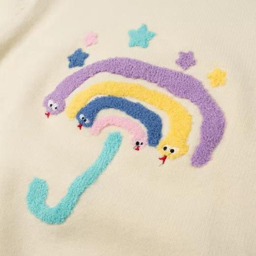 D121428圆领卡通毛巾绣圣诞新年红七色彩虹圆领针织衫毛衣 商品图12