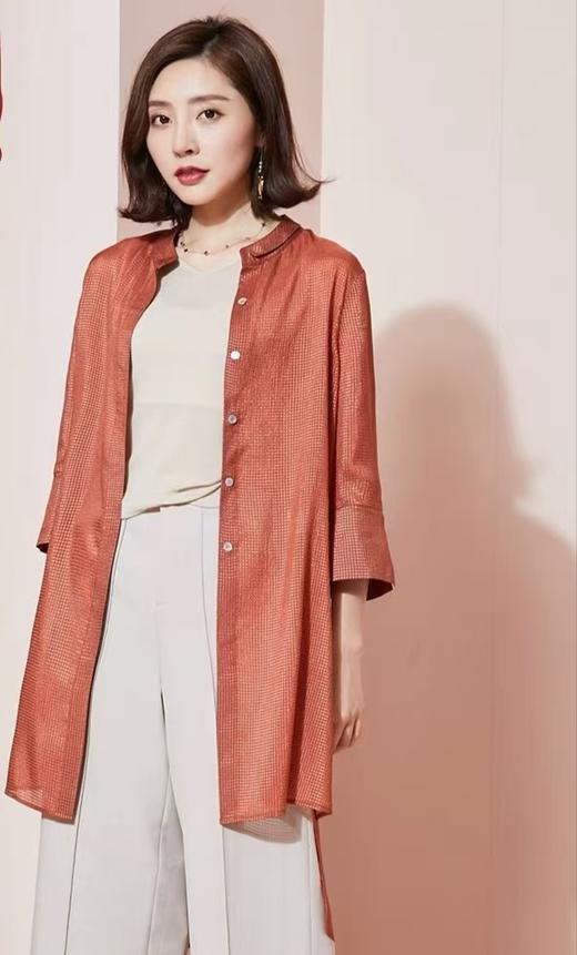 「断码清仓」复古暗格焦糖色不规则下摆雪纺衬衫裙 L码 ZFYY161 商品图0