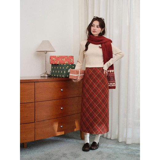 鹿向南【1217/20:00新品前1小时7折限量100件】红色半身裙 商品图4