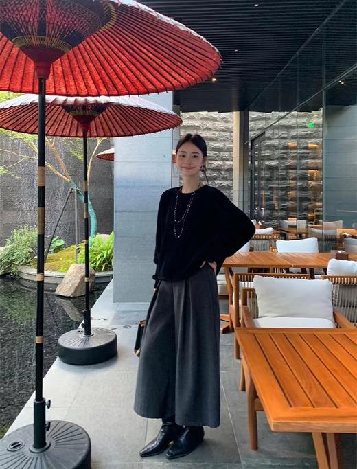 D121459冬季设计感加厚羊毛呢宽松显瘦阔腿裤裙裤 商品图2