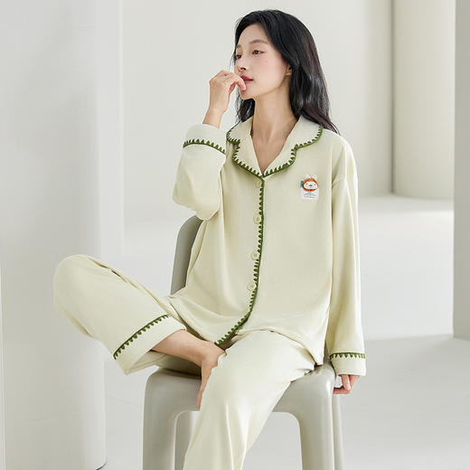 雀说 海岛绒睡衣女秋冬季加厚加绒睡衣套装 商品图3