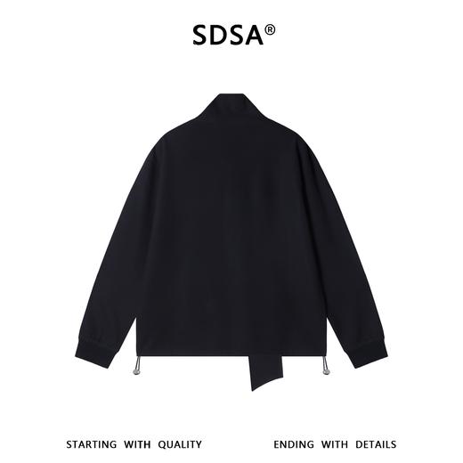 SDSA秋冬新款痞帅男装韩版纯色铆钉立领长袖T恤围巾领拼接百搭 商品图4