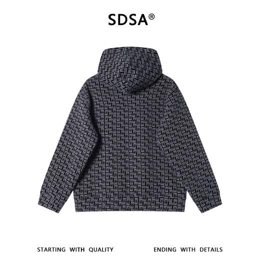 SDSA男士秋冬新款痞帅男装时尚撞色满印字母绒毛拉链连帽卫衣百搭 商品图4