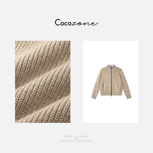 COCO ZONE 刘一一“撞色BC”老钱风立领利落感毛织上衣 CD2A1646 商品图2