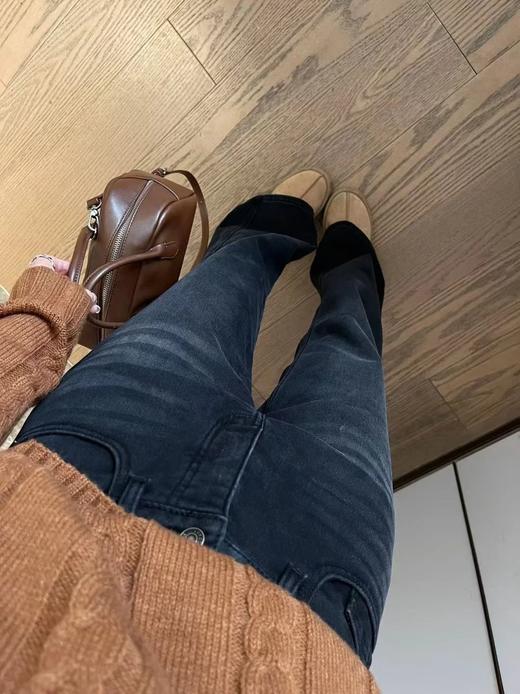 一店z 【植绒棉弹】IC小禾磨毛四面弹加厚高腰喇叭牛仔裤 商品图3