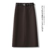 丁摩 【配腰带】毛呢半身裙女秋冬开叉直筒a字裙子AS2826 商品缩略图1