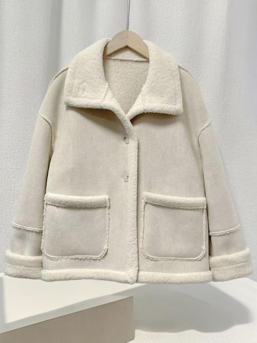 最后一件样衣【颗粒绒】麂皮绒可翻领立领皮毛一体加厚颗粒绒外套-喜出 商品图7