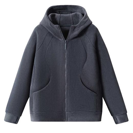 百媚生 秋冬季女士加绒加厚连帽抓绒衣保暖上衣L66 商品图3