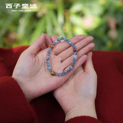 【预售3-5天】灵隐文创 多宝晶石手串天然沉香手链蓝晶石男女情侣转yun手串 商品图0