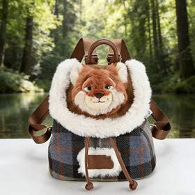 毛绒双肩包格纹大容量抽绳背包尼克雪绒双肩包-纪念日百货门店同款168497680