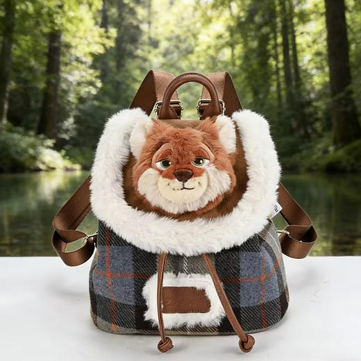 毛绒双肩包格纹大容量抽绳背包尼克雪绒双肩包-纪念日百货门店同款168497680 商品图0