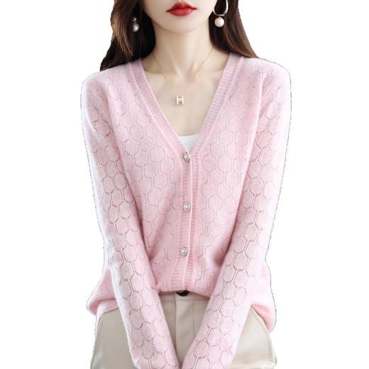 丁摩 100％羊毛复古镂空针织开衫羊毛外套A212 商品图4