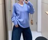 D121427卷边下摆V领插肩长袖宽松显瘦针织衫上衣女 商品缩略图10