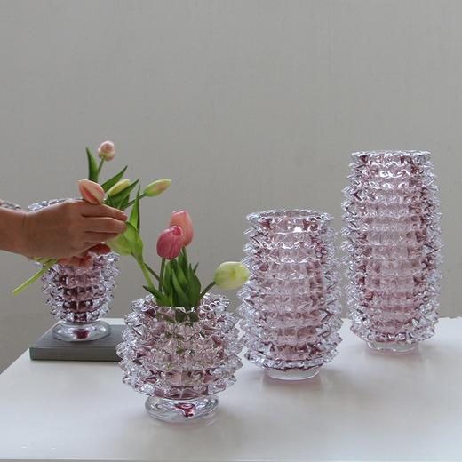北欧高级感方口彩色水晶厚底玻璃花瓶居家桌面百合水培软装装饰品 商品图0