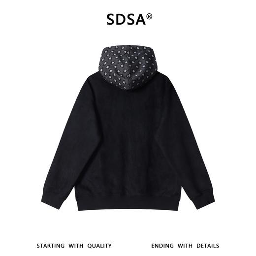 SDSA男士秋冬新款痞帅男装简约时尚爱心拼接撞色连帽卫衣百搭宽松 商品图4