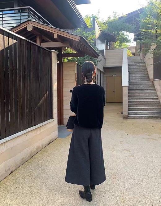 D121459冬季设计感加厚羊毛呢宽松显瘦阔腿裤裙裤 商品图5