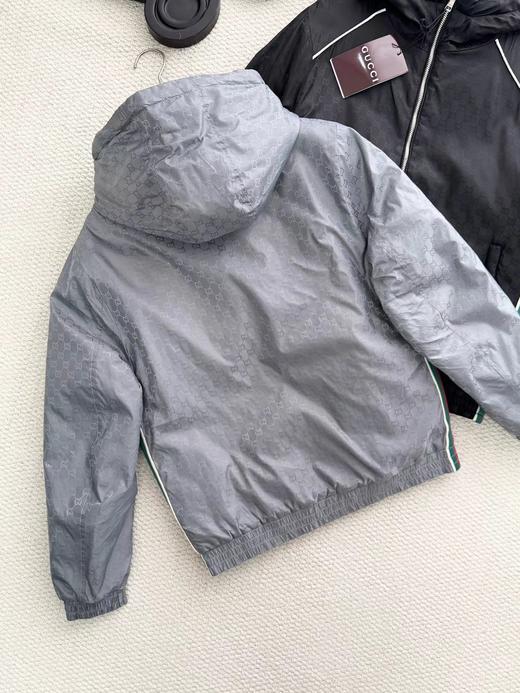 D121476秋冬新款满印字母GG织带薄棉拉链连帽夹克外套 商品图9