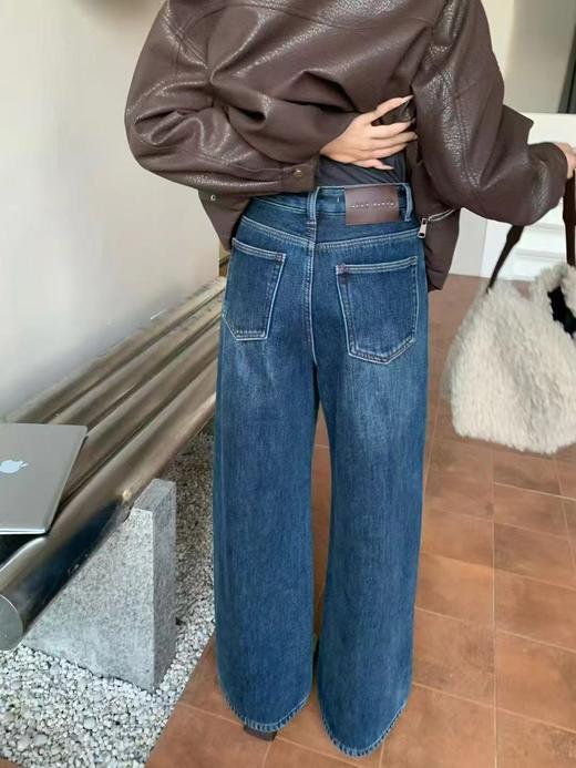 D121471冬日慵懒氛围感加绒阔腿牛仔裤藏肉显瘦女长裤 商品图2