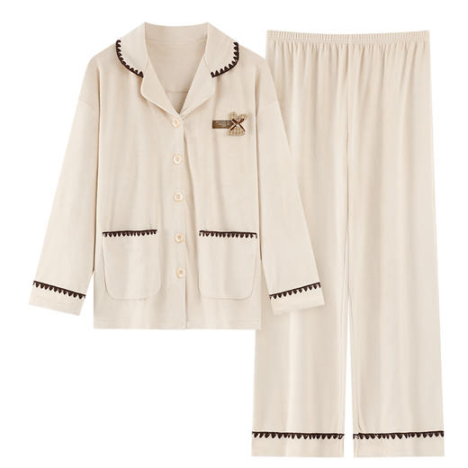 雀说 海岛绒睡衣女秋冬季加厚加绒睡衣套装 商品图4