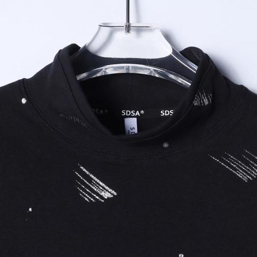 SDSA秋冬新款痞帅男装时尚泼墨印花立领长袖T恤百搭时尚打底衫 商品图1