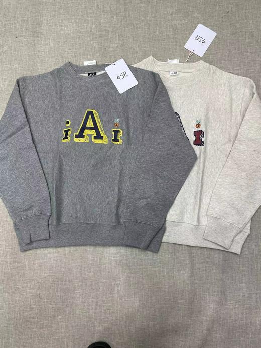 D121417叠领横丝侧拼菠萝刺绣A圆领加绒卫衣 商品图5