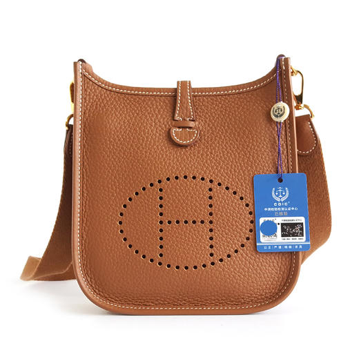 【98新】Hermes爱马仕H069426CCCI金棕金扣TC皮mini Evelyne伊芙琳单肩斜挎包女士 111225AK08 商品图0