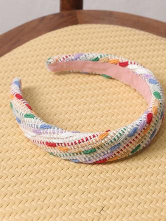 鹿鹿推荐·高颅顶多巴胺彩色编织格纹复古发箍 商品图1