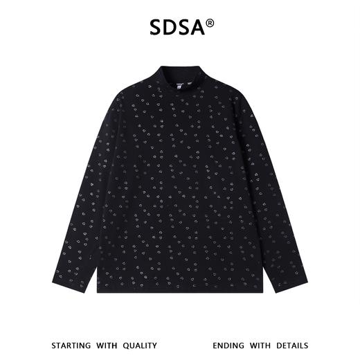 SDSA男士秋冬新款痞帅男装时尚简约满印爱心印花立领长袖T恤百搭 商品图0
