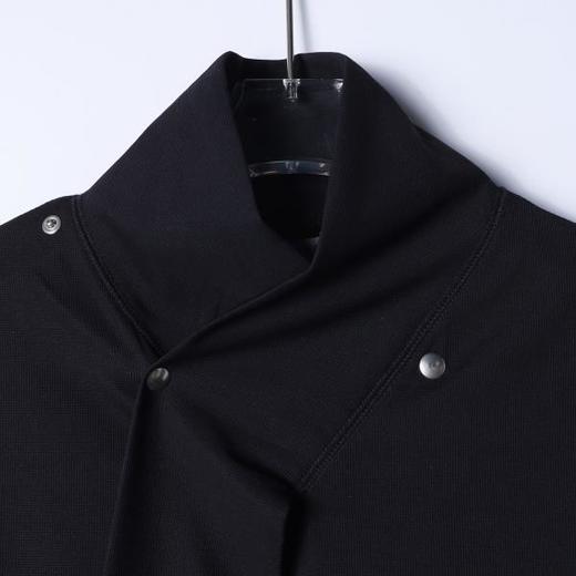 SDSA秋冬新款痞帅男装韩版纯色铆钉立领长袖T恤围巾领拼接百搭 商品图1