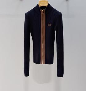 女款拉链针织开衫毛衣he017