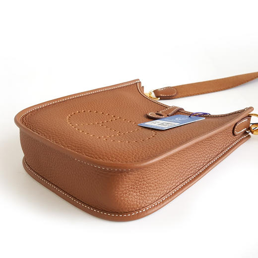 【98新】Hermes爱马仕H069426CCCI金棕金扣TC皮mini Evelyne伊芙琳单肩斜挎包女士 111225AK08 商品图7