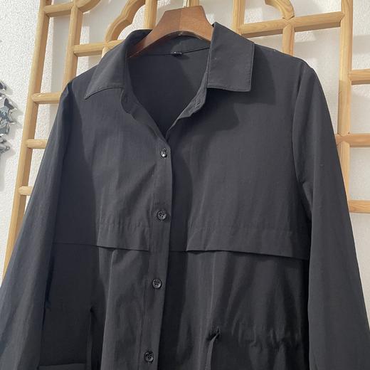 「断码清仓」黑色宽松系腰中袖长款风衣 L码 ZFYY148 商品图1