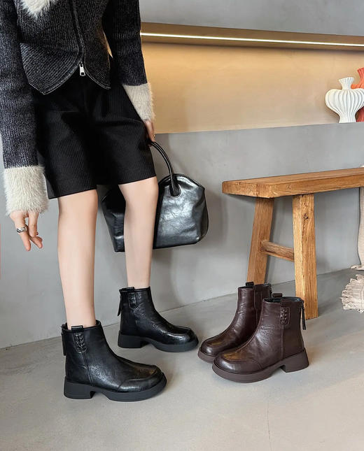 【胖D来同款英伦风加绒短靴SS520】高品质真皮❗️又暖又软🔥 柔软超有质感❗️不闷脚❗️-PWJCY 商品图9