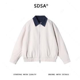 SDSA男士秋冬新款痞帅男装韩系牛仔翻领假两件棉服外套百搭时尚