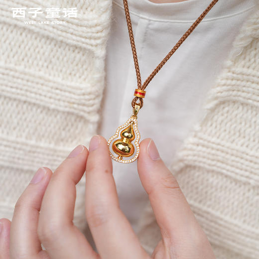 【预售3-5天】灵隐文创  新中式沙金项链女生招米毛衣链饰品 商品图6