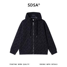 SDSA男士秋冬新款痞帅男装时尚宽松撞色提花拉链连帽卫衣时尚外套