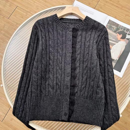 D121460冬季新款精致蕾丝花边拼接羊毛针织开衫外套 商品图12