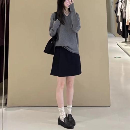 D121427卷边下摆V领插肩长袖宽松显瘦针织衫上衣女 商品图7