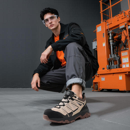 狼探新品四季款劳保鞋男防砸碳包玻纤防刺高分子聚乙烯实心MD底耐磨抗造 商品图6