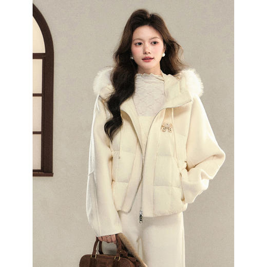 鹿向南【1217/20:00新品前1小时7折限量100件】90鸭绒杏色羽绒服 商品图1