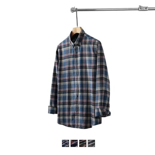 经典款~纯棉格子长袖衬衫磨毛男士免烫衬衣 商品图5