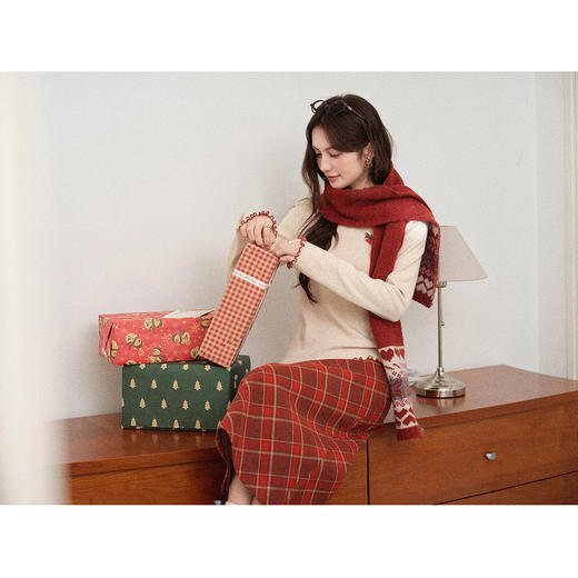 鹿向南【1217/20:00新品前1小时7折限量100件】红色半身裙 商品图2